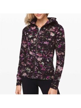 lululemon athletica Black Hoodie with Pink & Green Floral Accent